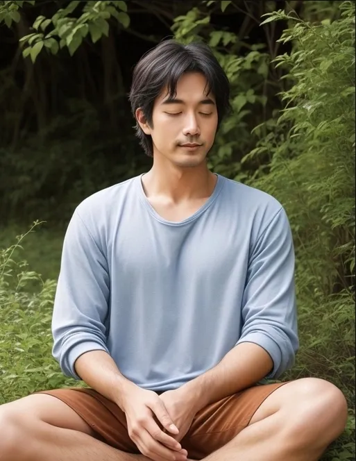 hombre feliz meditando